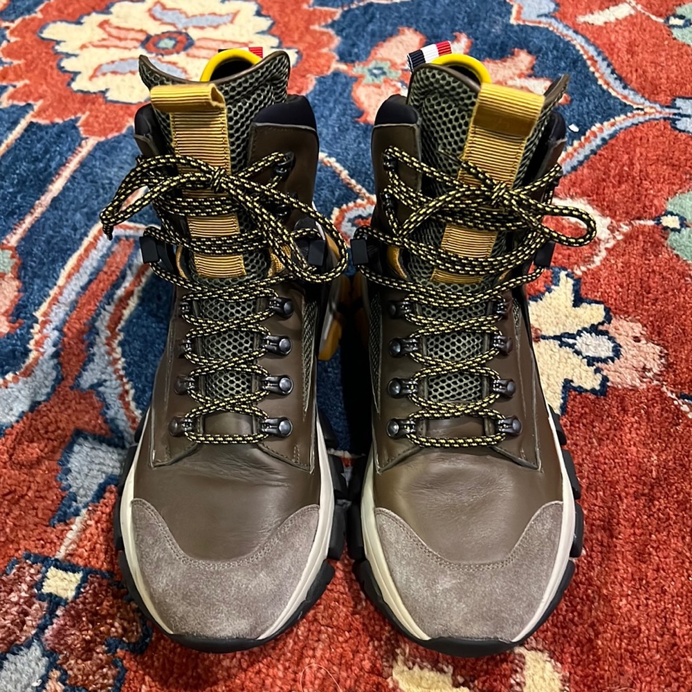 Moncler Tristan Boots - Brown with Mustard Accents - Size 42/US 9